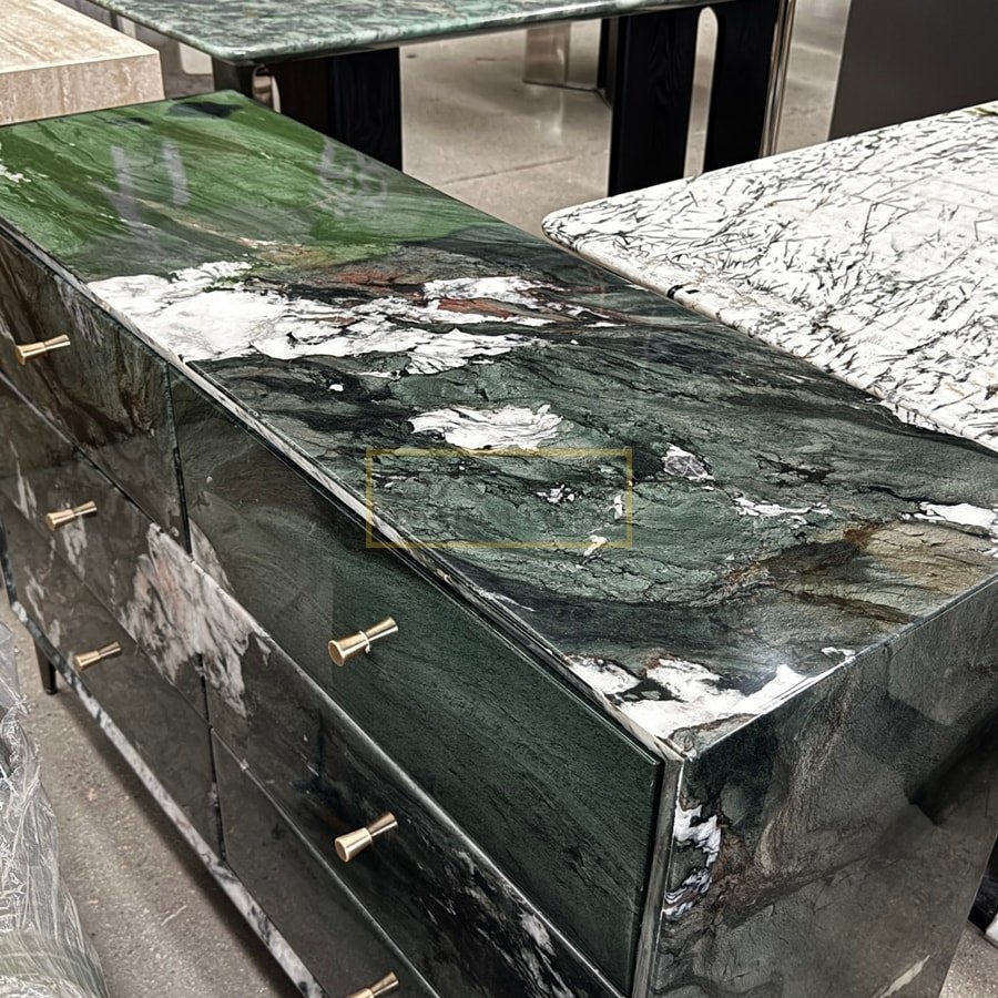Green quartzite end table tops